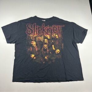 Vintage Y2K Slipknot Band Shirt 3XL Double Sided Graphic Heavy Metal Black Faded
